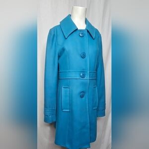Tulle Original Clothing Anthropologie Teal Blue Wool Pea Coat Jacket Size‎ L